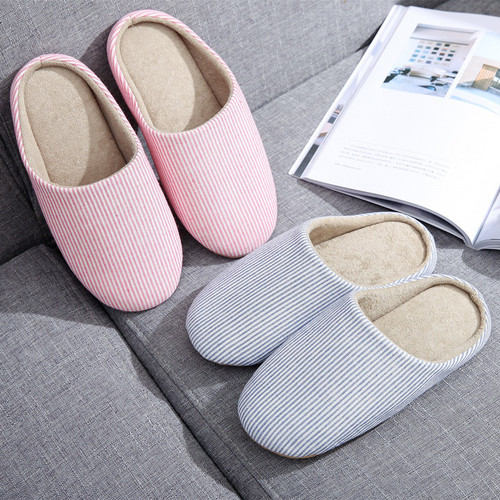 Cixi Younuo Shoes Soft Sole Silent Japanese Simple Striped Home Indoor Women's Slippers Home Shoes Slippers Wholesale