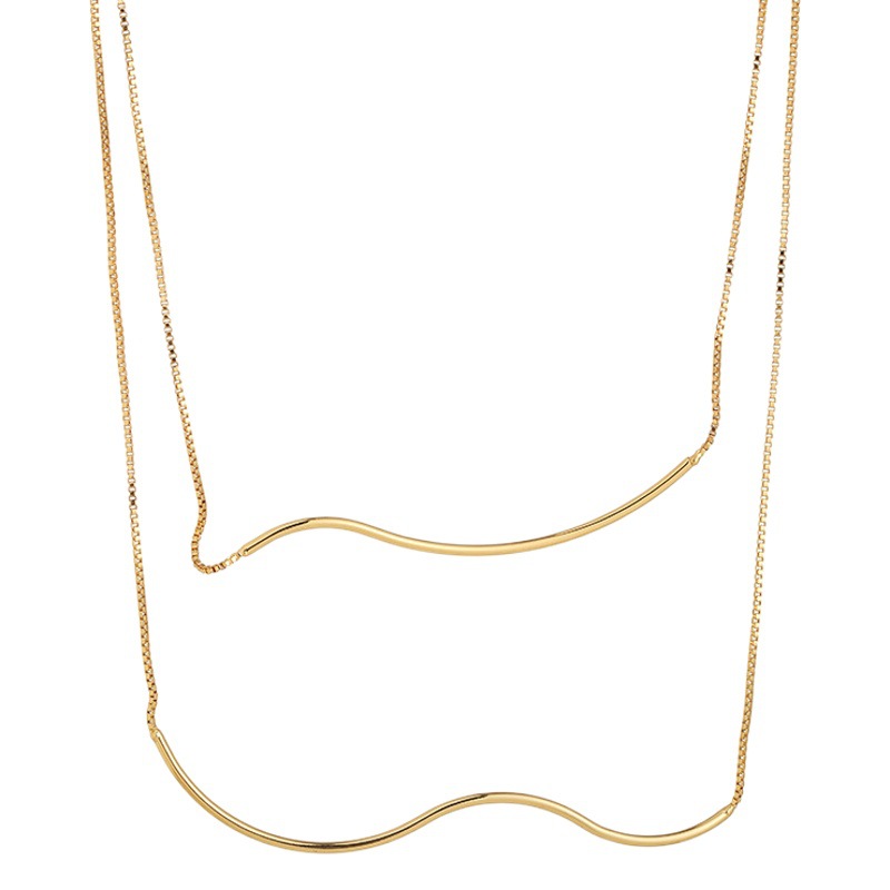 Latón chapado 18K oro real europeo y americano minimalista moda ins estilo curvo cadena collar nicho collar versátil Otoño e Invierno