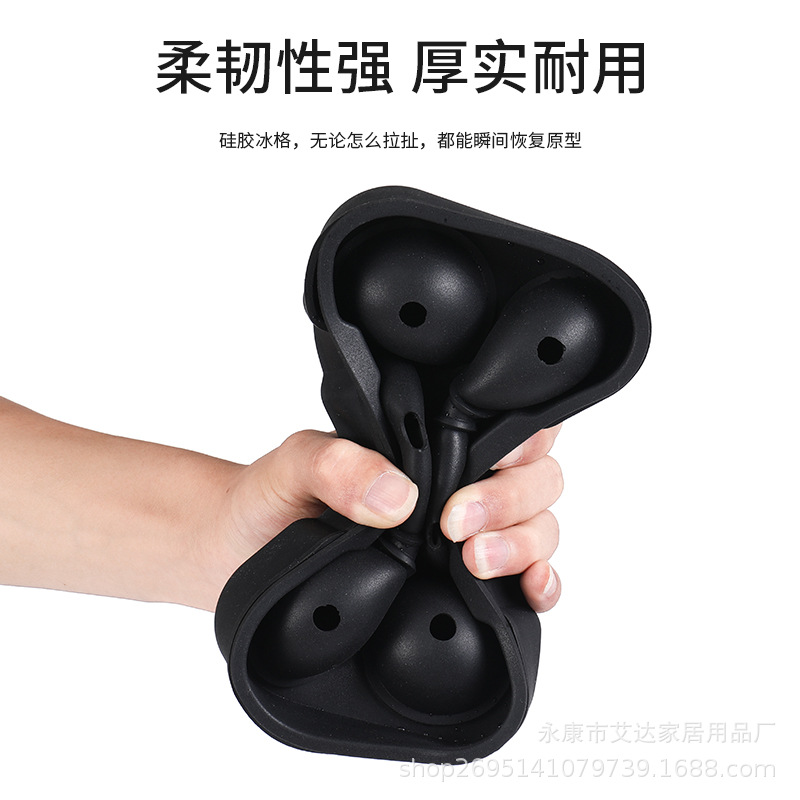 Ventas directas de la fábrica Amazon 6 grandes cuadrados 6 bolas cuadrado esférico whisky cubo de hielo molde de silicona bandeja de hielo