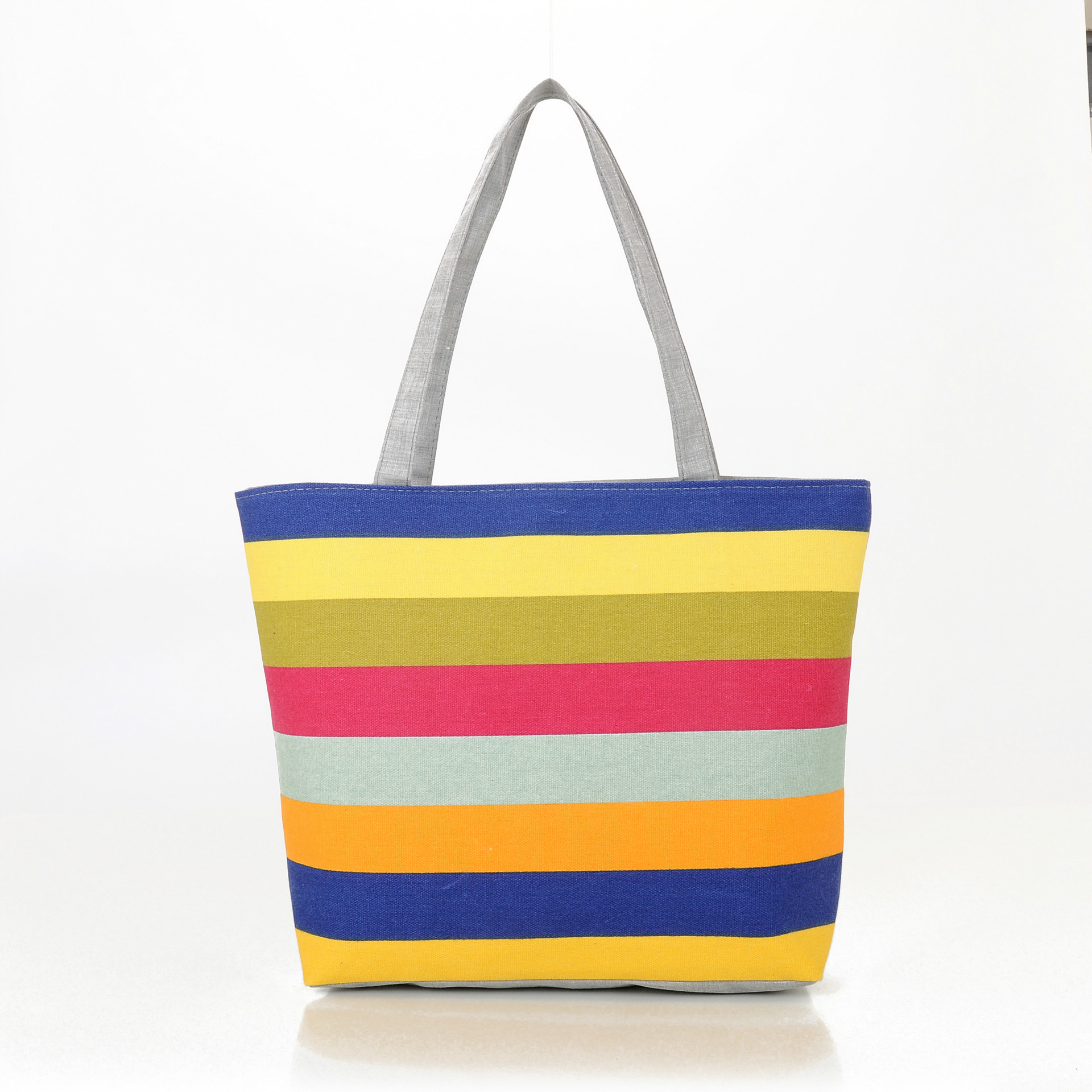 225g Weight Polyester Lining Material Zipper Closure Type Double Shoulder Straps Strap Type Canvas Bag Bags Type Casual, Daily Occasion Canvas Material Rainbow Pattern All Seasons Season Women's Gender Basic, Classic Style Style Medium Size Women's Medium Canvas Rainbow Basic Classic Style Zipper Canvas Bag 24