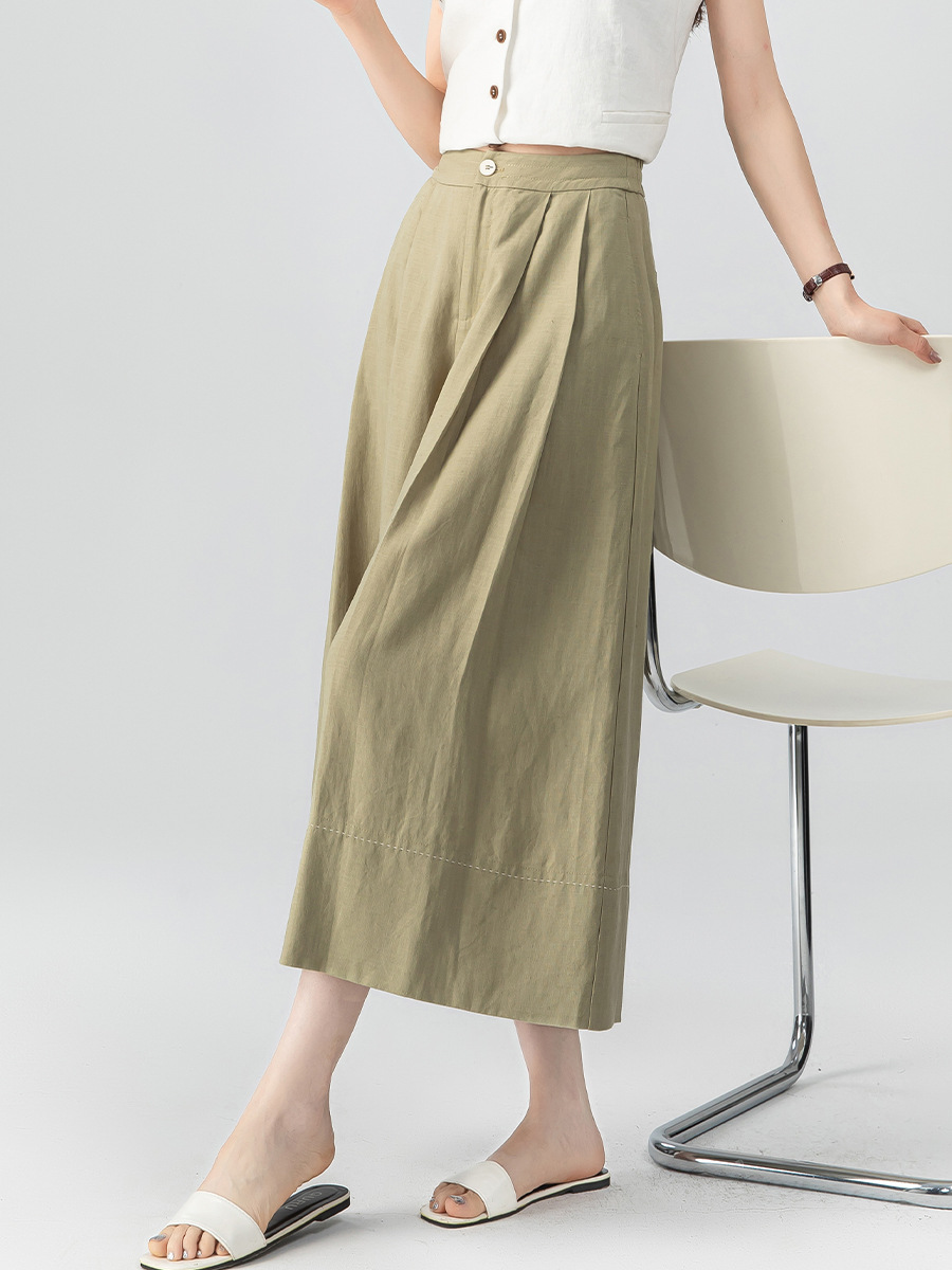 Quần culottes nữ ống rộng dáng dài chất liệu lyocell pha linen thoáng mát — B5-03=giá trị thông số Ki, (cài 3)