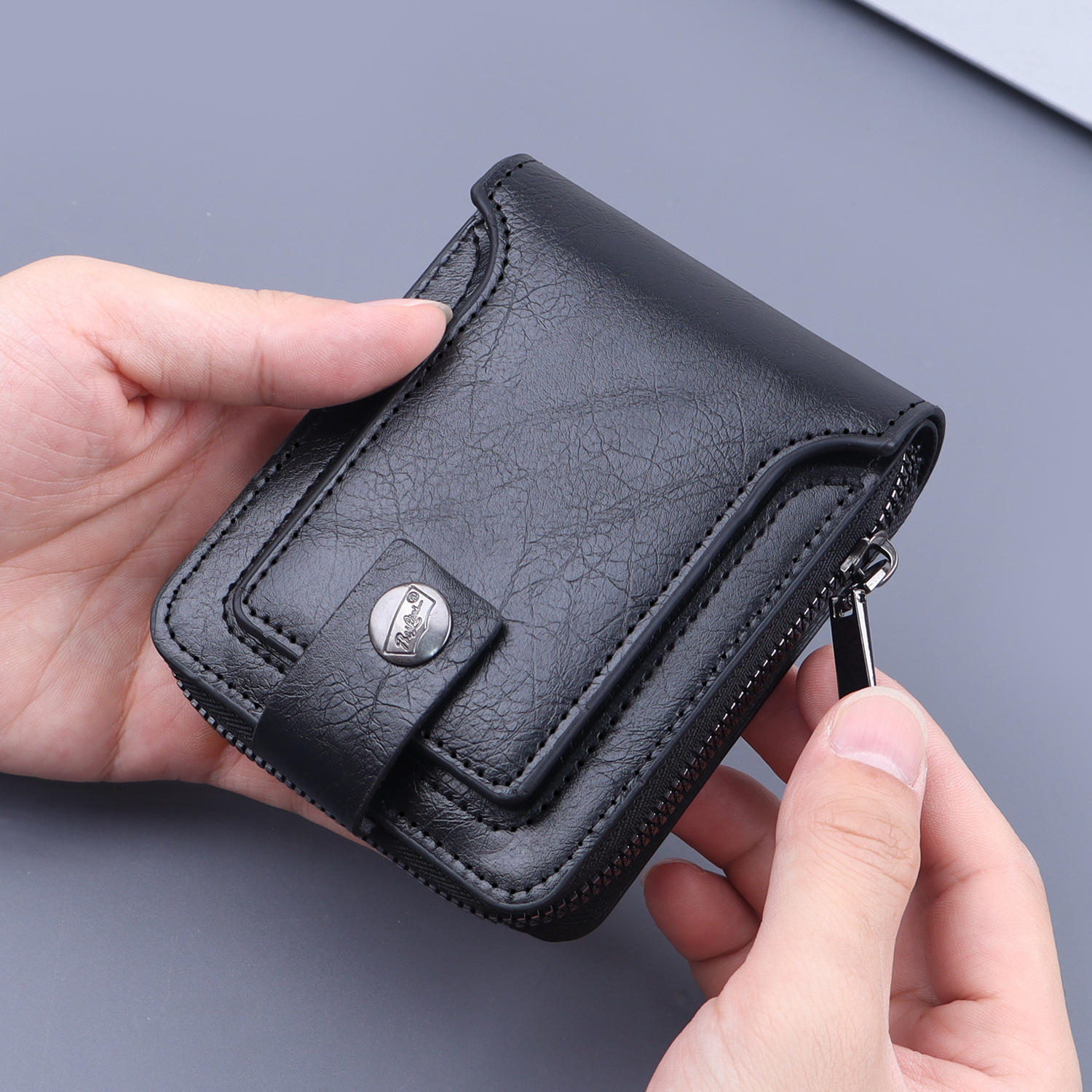 New cross-border men's wallet with a high-end vintage feel, zipper pouch for coin storage, AliExpress bestseller, in stock