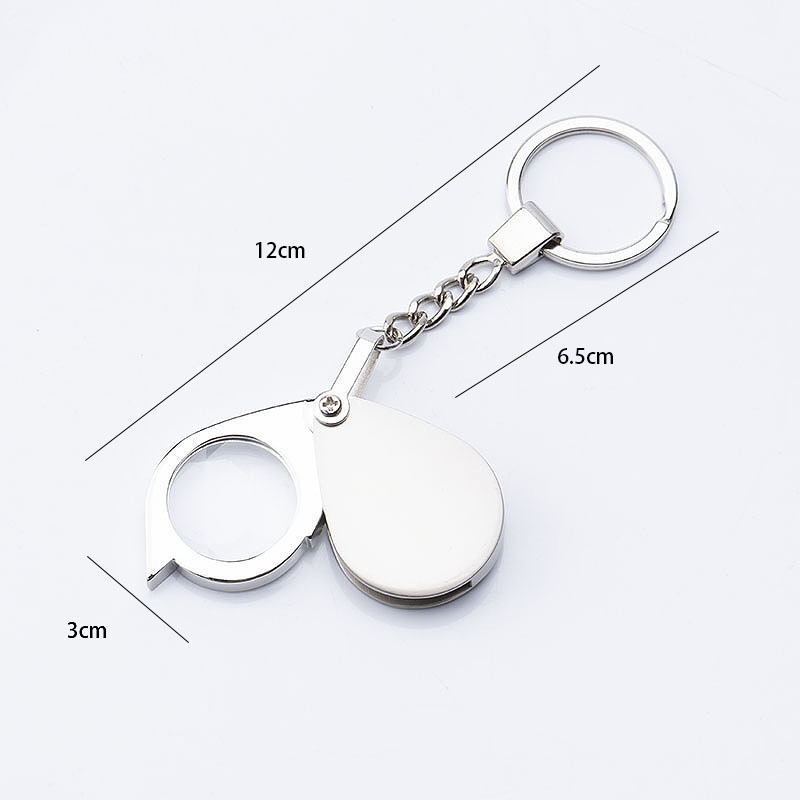 Sanke pocket folding all-metal keychain with small print zinc alloy glass lens portable magnifying glass wholesale