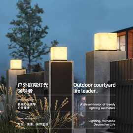 2025跨境太阳能柱头灯流行INS风别墅庭院围墙灯3000K不锈钢灯大门