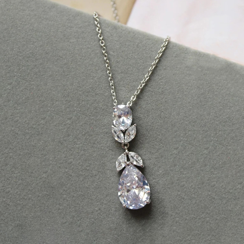 2 teile/satz Unisex Schmuck Mode hochzeit braut schmuck flash Diamant Platz vollen satz von zirkon ring halskette_voghion.com