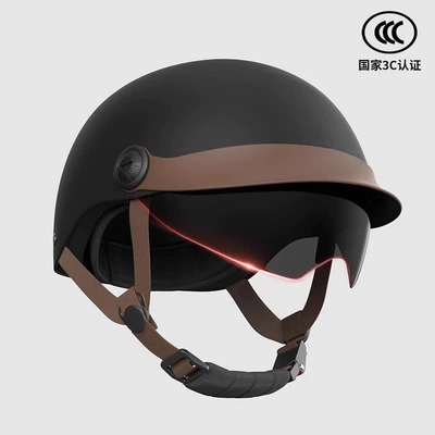 3C certified electric motorcycle helmet for men and women, sun protection, retro style, suitable for all seasons, universal riding safety helmet (Motosiklet kaskı (dəbilqə)) - 618-blacksunscreen-inner-lens