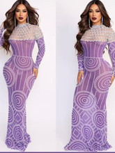 镀金重工欧美女歌手全身满钻高弹紧身拖地裙走红毯晚礼服其他