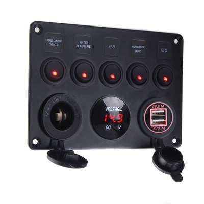 Tax-Included Price for Rv, Car, and Motorboat Modification: 5-Position Switch, Voltage Meter, USB 4.2A, Voltage Display Screen Modification (automobile instrument)