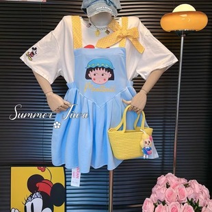 Jiwa Xianxian 2025 Spring and Summer New Cherry Maruko-Chan Bow Suspender Skirt 31169