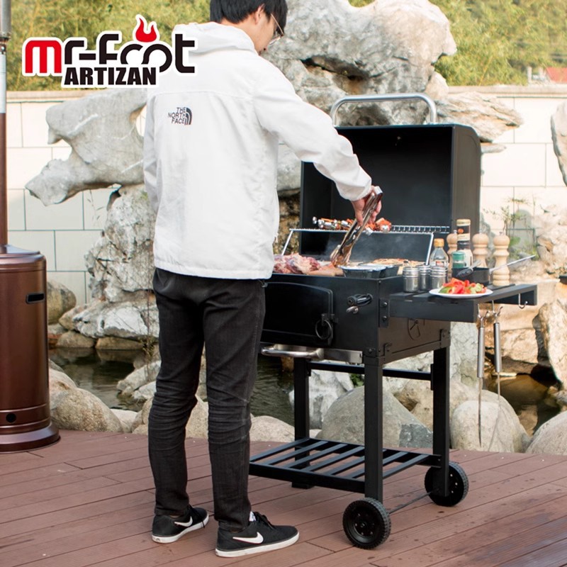 Artesanos al aire libre parrilla parrilla casera hierro fundido parrilla red patio carbón jardín villa familia BBQ americana