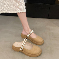 包頭半拖鞋女夏外穿新款穆勒鞋軟底懶人一腳蹬氣質單鞋平底涼拖鞋