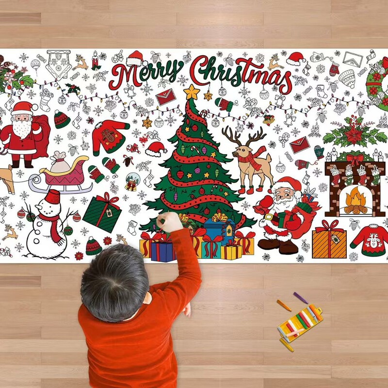 New Christmas Coloring Paper Placemats Children's Color Graffiti Christmas Decoration Disposable Paper Tablecloths New Christmas Coloring Paper Placemats Children's Color Graffiti Christmas Decoration Disposable Paper Tablecloths