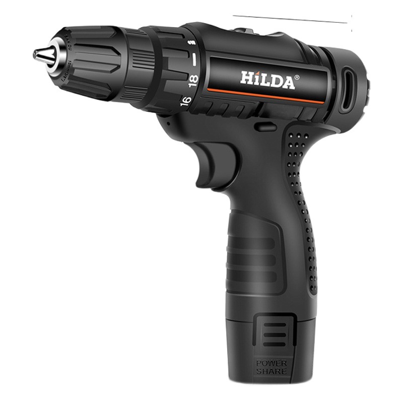 Taladro de impacto recargable batería de litio recargable linterna pistola taladro destornillador eléctrico herramientas de hardware del hogar impacto