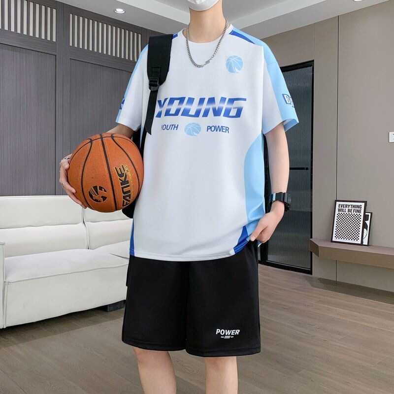 Northern Xinjiang Wolf Youth Ice Silk Quick-Dry Casual Sports Suit for Men, Short-Sleeve T-Shirt and Shorts Basketball Outfit for Competition and Training Northern Xinjiang Wolf Youth Ice Silk Quick-Dry Casual Sports Suit for Men, Short-Sleeve T-Shirt and Shorts Basketball Outfit for Competition and Training