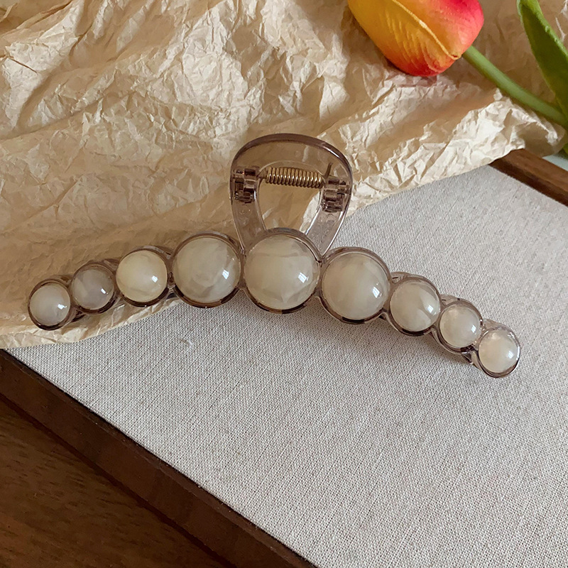 Carpeta de agarre de palabra redonda de color café, clip de tiburón de pelo de disco de alta gama retro, personalidad simple y de moda, nueva horquilla, accesorios para el cabello