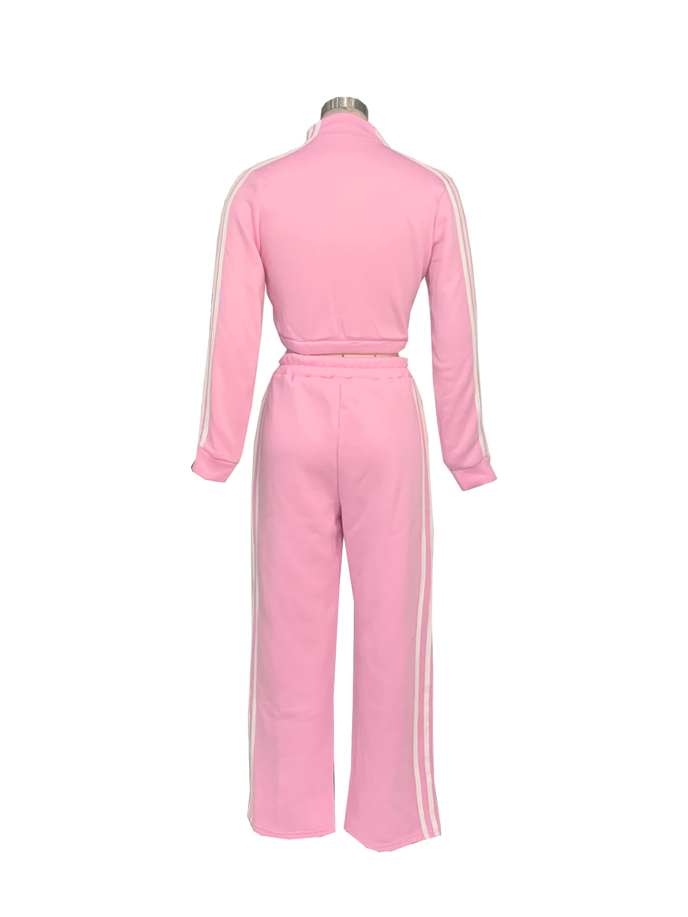 Abbigliamento da donna Completo a righe Cerniera Maglione spesso Casual Pendolare Due pezzi Set_voghion.com