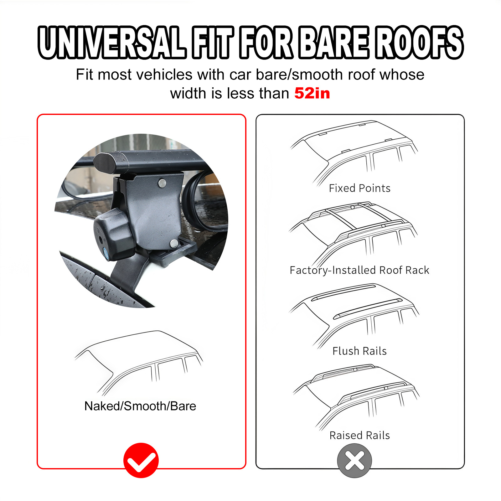 SYDSZ Universal Tiger Claw Car Roof Rack Crossbars, Thickened, Universal Modification, with Lock, High Load Capacity