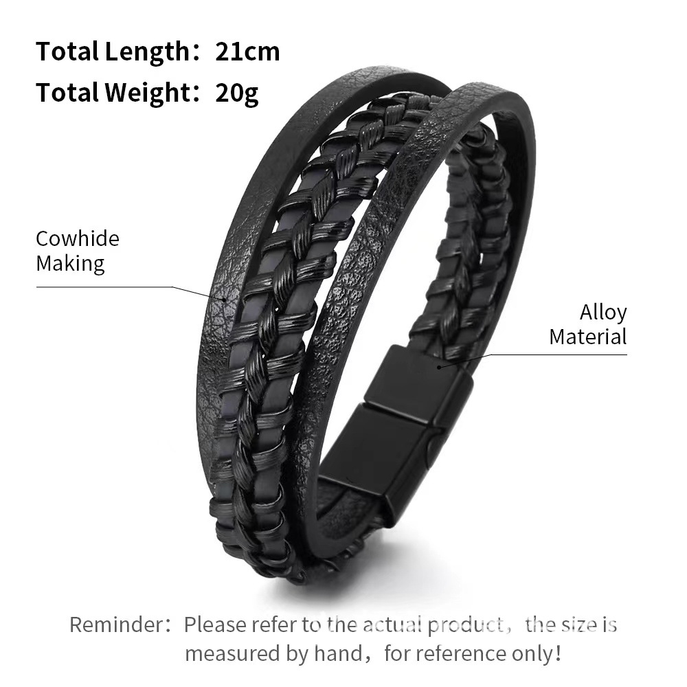 23g Weight Bracelets Classification Simple Style Geometric Pu Leather Alloy Plating Men's Bracelets Men Cord & Leather Bracelets