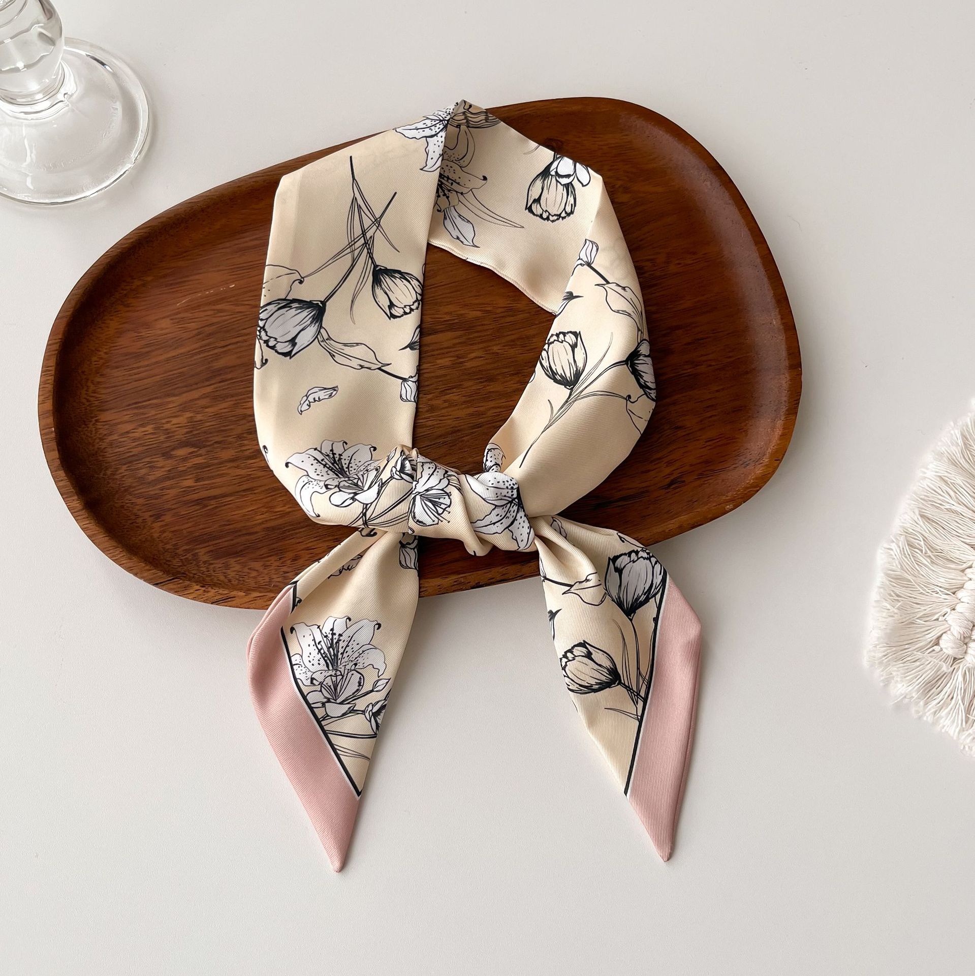 Women's Korean-style All-match Silk Ribbon Ribbon Hair Band Elegant Elegant Fashion Printed Ribbon Silk Scarf Decoration