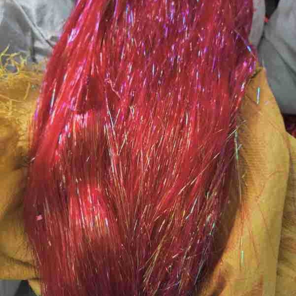 透明七色幻彩虹桔黄粘合膜剪成宽扁带条薄薄的条型亮丝片