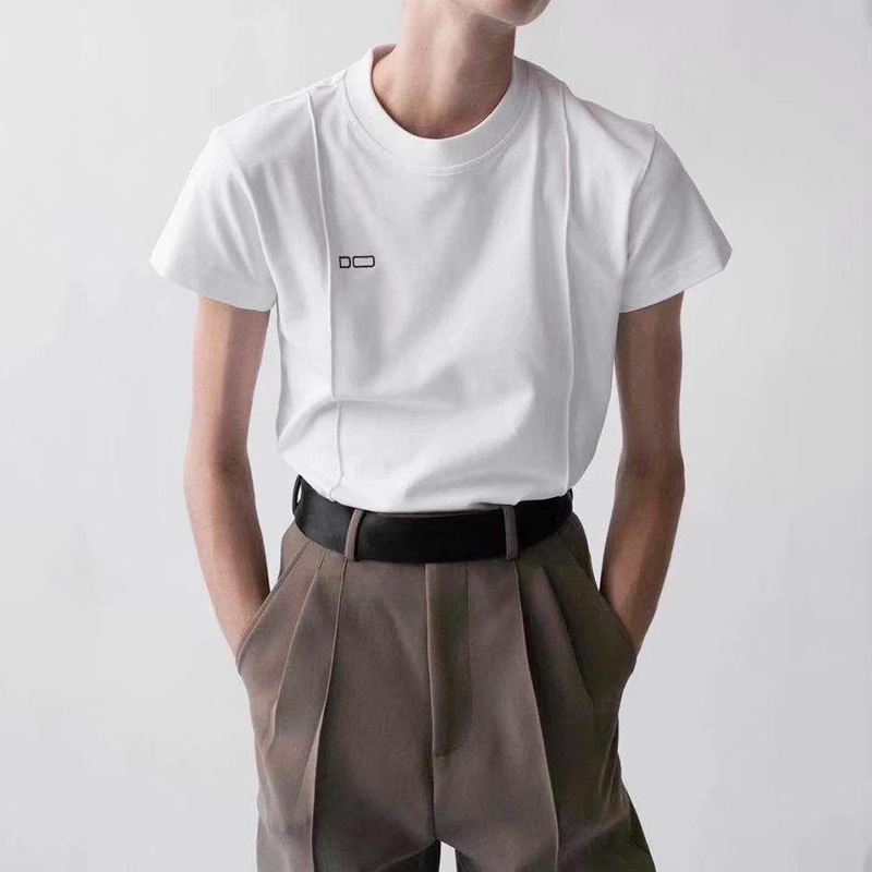 Design solid color cotton minimalistic short sleeve T-shirt