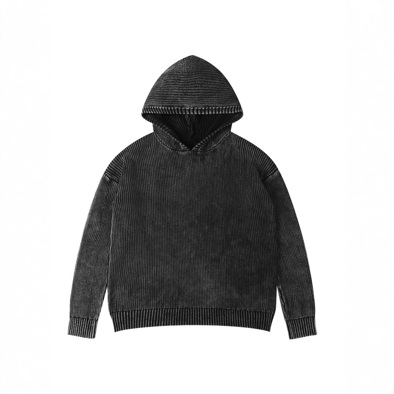 2025 Winter Thickened European and American Trendy Brand American Retro Distressed Loose Heavyweight Knit Sweater Washed Hooded Sweater for Men 2025 Winter Thickened European and American Trendy Brand American Retro Distressed Loose Heavyweight Knit Sweater Washed Hooded Sweater for Men