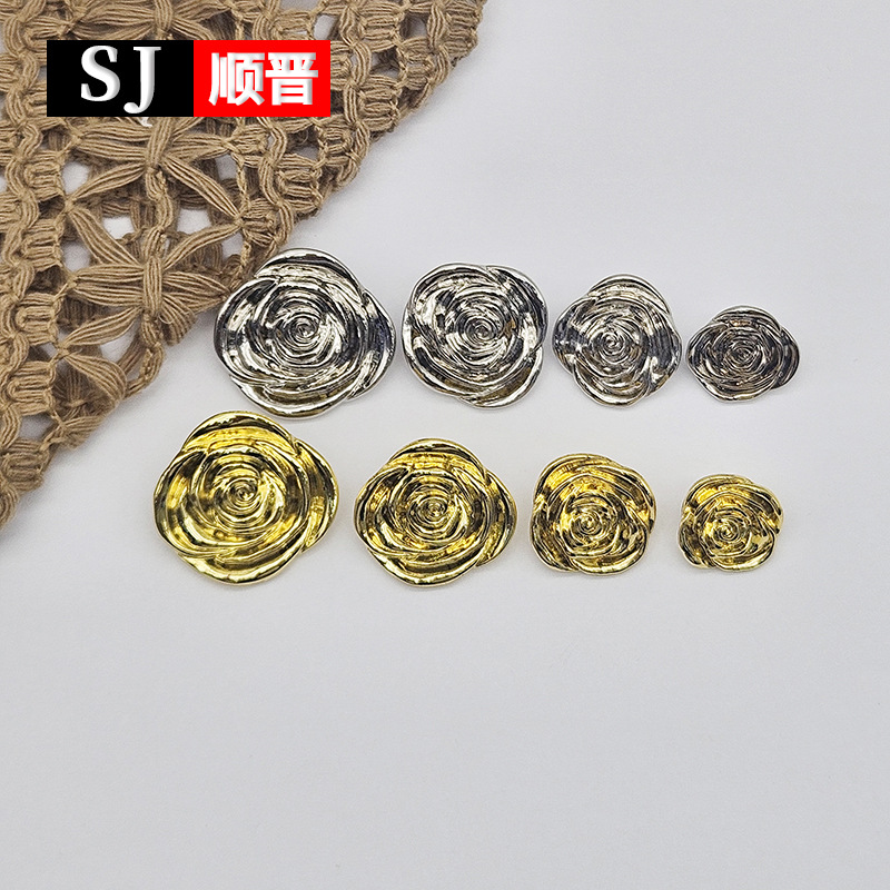 HXB6257新款小香风不规则花形金属手缝扣衬衫外套连衣裙精致订扣