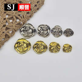 HXB6257新款小香风不规则花形金属手缝扣衬衫外套连衣裙精致订扣