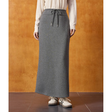 【盛都】25秋冬新时髦运动风百搭灰色直筒松紧腰后开叉包臀半身裙