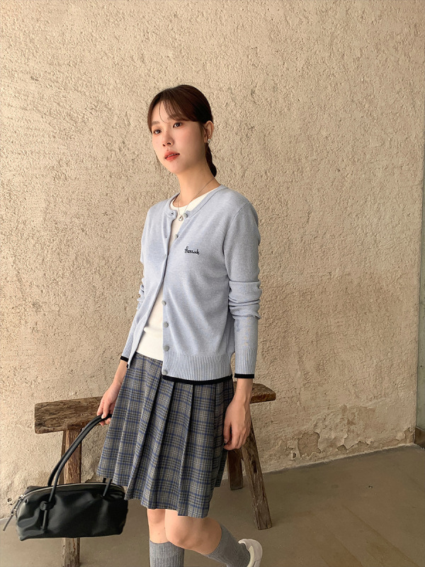 衣尔衫 韩系学院 羊毛字母刺绣针织开衫女新款百搭显瘦上衣0535|undefined