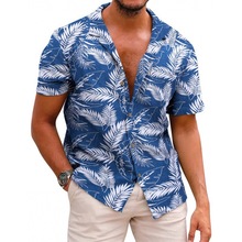 亚马逊跨境男士夏季夏威夷印花短袖衬衫源头工厂