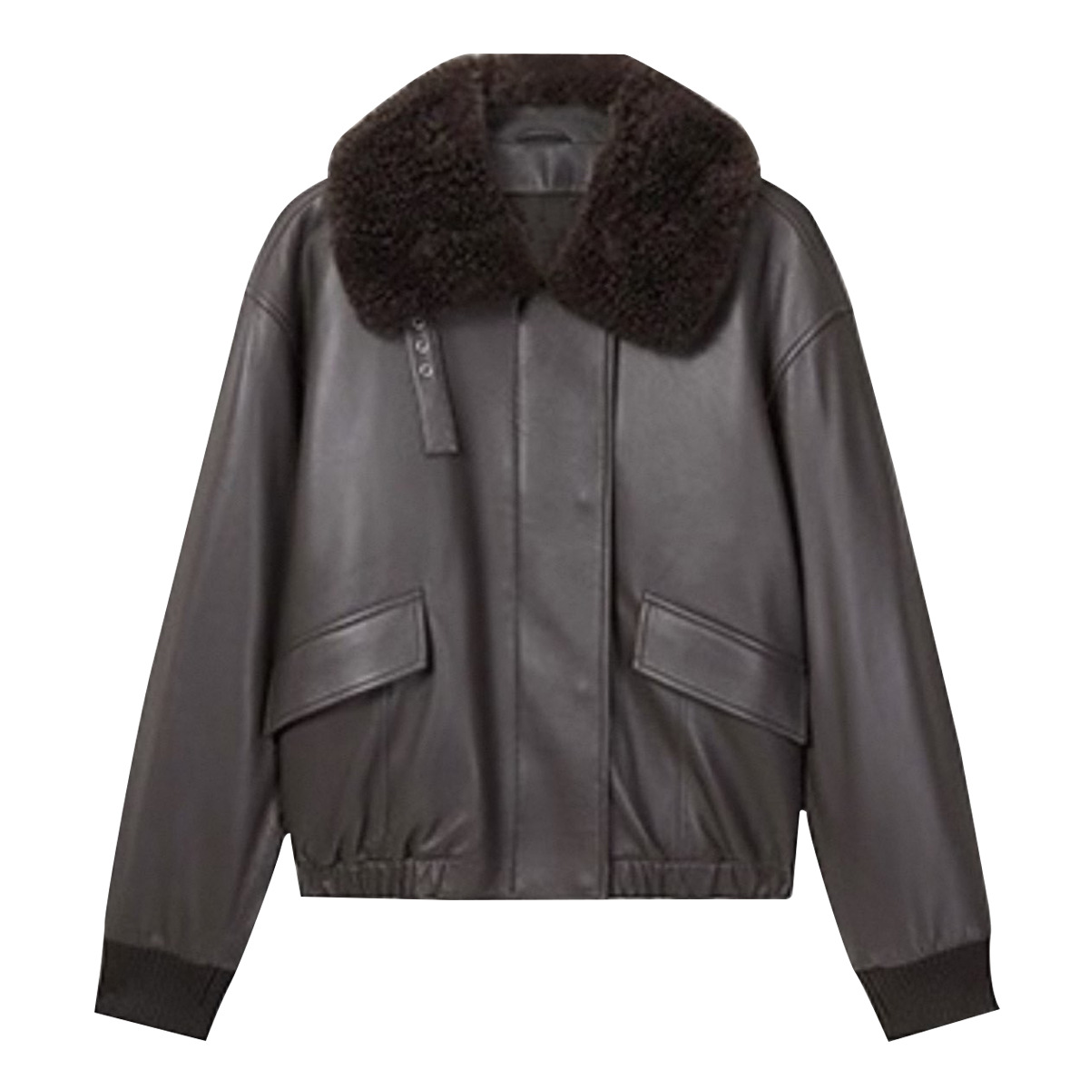 [Same Style as Yang Mi] 2025 New Winter Genuine Leather Jacket Women's Loose Fur Collar Jacket Leather Jacket 6S4Lj09600