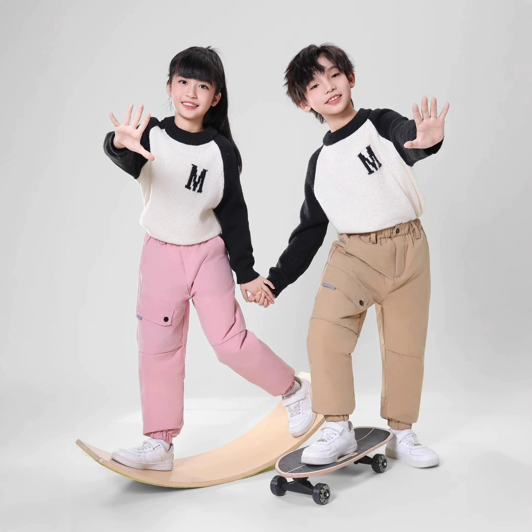 90 белая утка бархат бутик серии ~ Манипулировочные пуховые брюки толстые пуховые брюки для мальчиков и девочек на северо-востоке