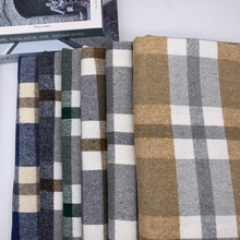 毛呢粗纱格子布 7S粗纺毛呢格子面料 衬衫外套半身裙格子 现货