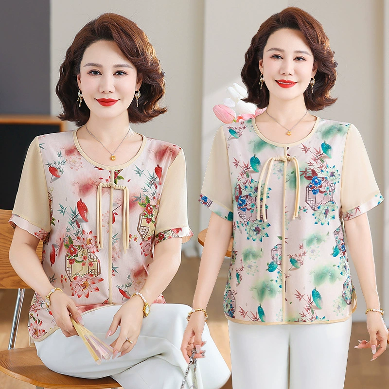 2025 Весенне-осенний модный вязаный свитер для мам, уменьшающий возраст Весенне-осенний новый осенний топ для женщин среднего и пожилого возраста с лацканами