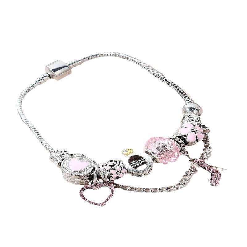 Panjia pulsera Dora DIY cuentas explosivas transfronterizas tacones altos colgantes bordados accesorios de pétalos de amor pulsera de cobre