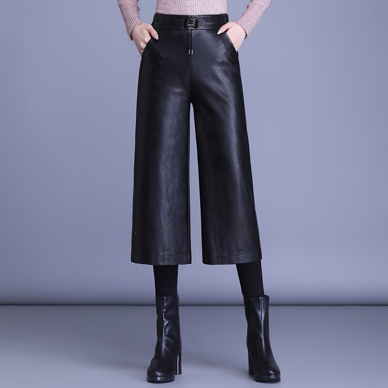 Haining Fur High-Waisted Straight-Leg Wide-Leg Pants Autumn/Winter Cropped Pants Loose Casual Pants for Middle-Aged and Elderly Women Elegant Leather Pants Haining Fur High-Waisted Straight-Leg Wide-Leg Pants Autumn/Winter Cropped Pants Loose Casual Pants for Middle-Aged and Elderly Women Elegant Leather Pants