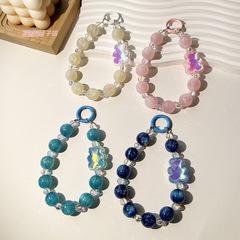 潮流ins細閃星空珠小熊掛繩水晶手機殼掛鏈diy相機CCD鑰匙扣手鍊