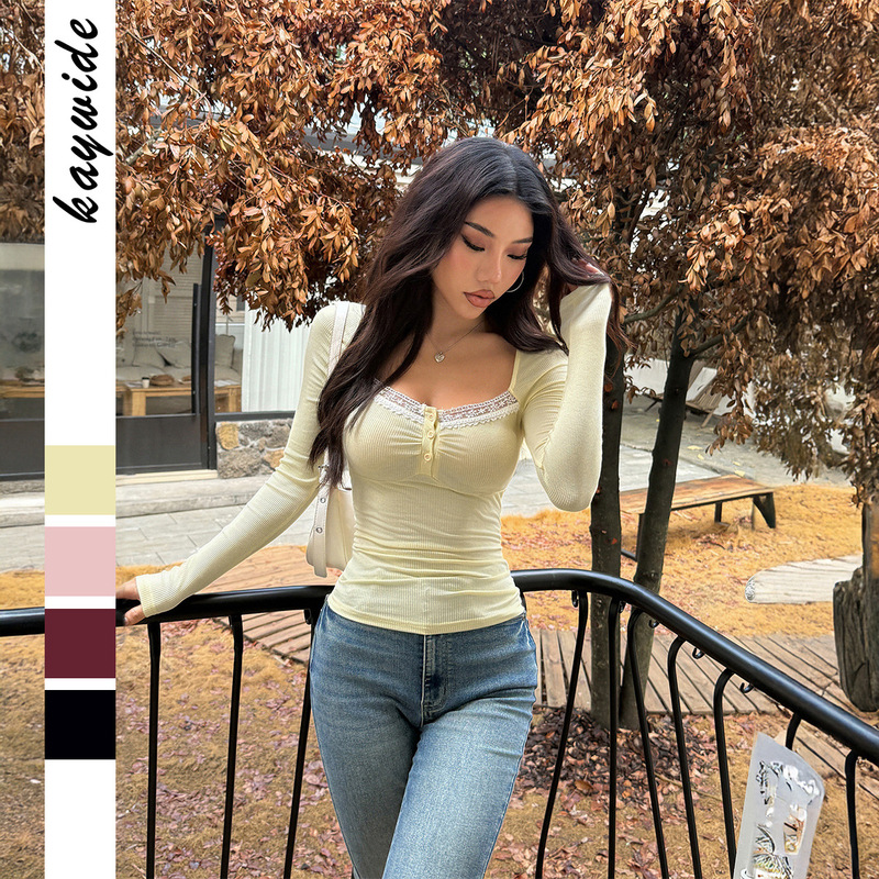 Cross-Border Independent Platform European and American Y2K Hot Girl Style Long-Sleeved Lace Knitwear 2025 Autumn and Winter Amazon Foreign Trade New Product