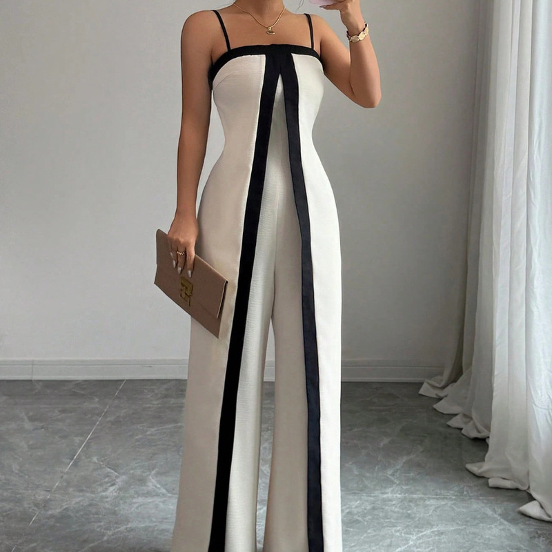 European and American women's fashion cross-border foreign trade 2026 summer new style: strapless, waist-cinching, slim-fit, color-blocked dress and long pants set