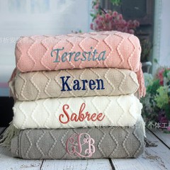 Etsyパーソナライズ刺繍ニットブランケットソファーブランケットオフィスブランケット昼寝小ブランケット怠け者旅行ブランケット