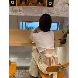 现货短袖t恤女夏季新款正肩设计感小众修身短款上衣i外贸实体批发