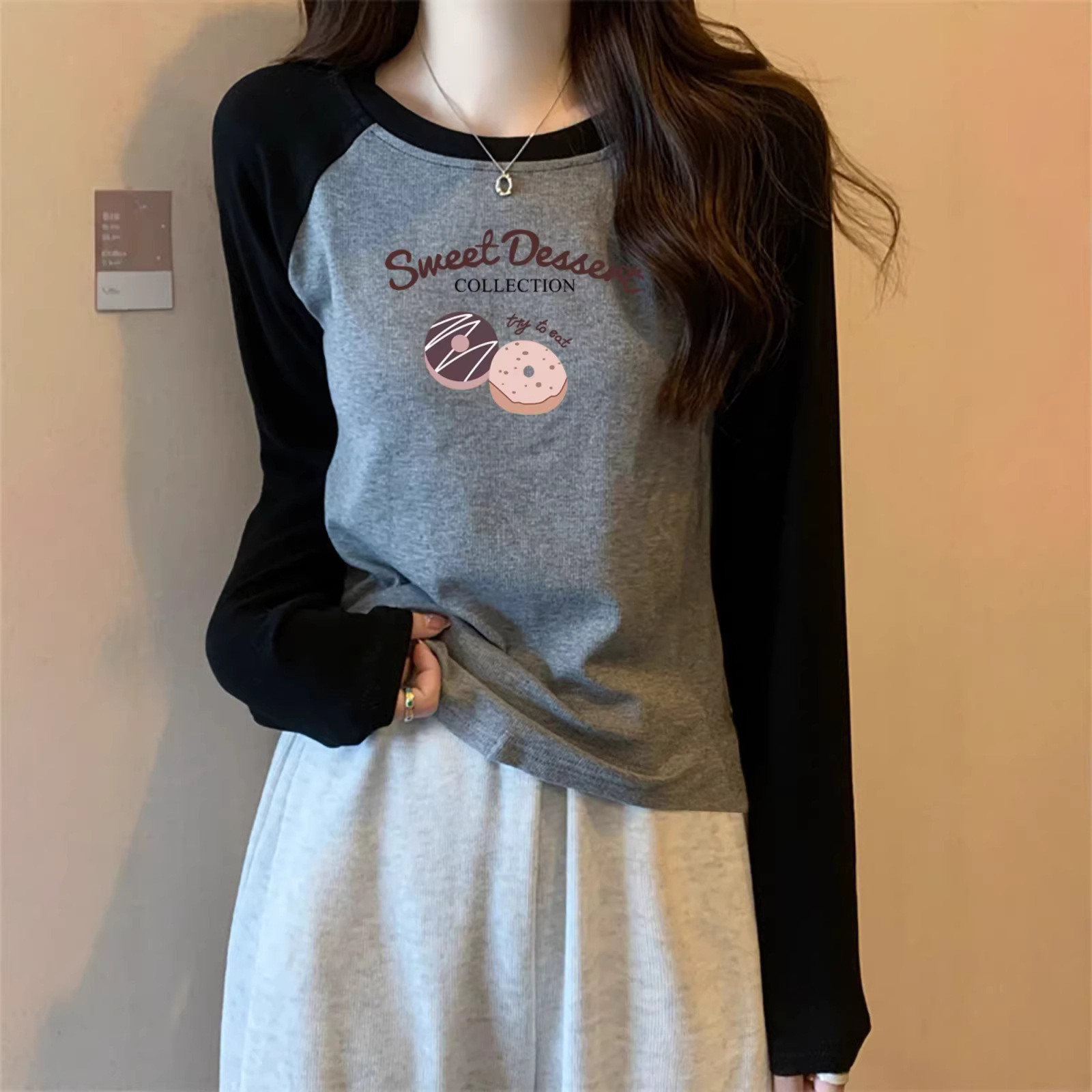 Spring and Autumn New Style Long-Sleeve T-Shirt for Women, Pure Cotton Base Shirt for Plus-Size Women, 100kg Korean Style Loose Fit Top for Petite Women
