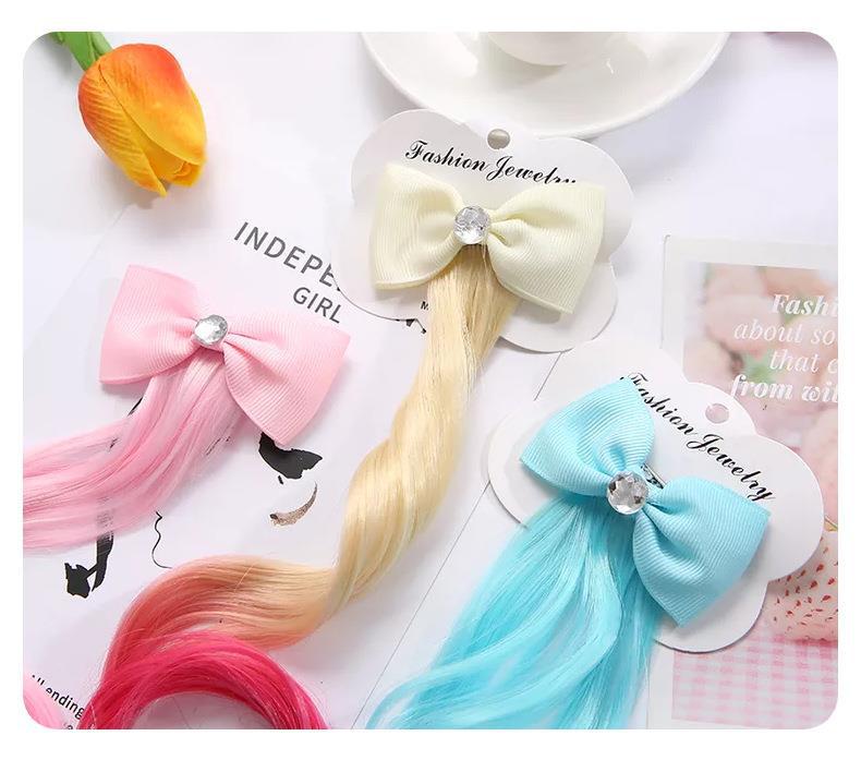 15g Weight Hair Clip Hair Accessories Type Rhinestones Inlay Material 1 Piece Quantity Girl'S Sweet IG Style Bow Knot Chemical Fiber Filament Inlay Rhinestones Hair Clip