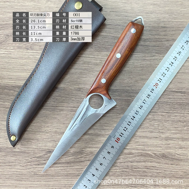 Ручной нож мясной с рукоятью из дерева, ручка заклепанная, кости/разделение лезвий, с опцией чехла