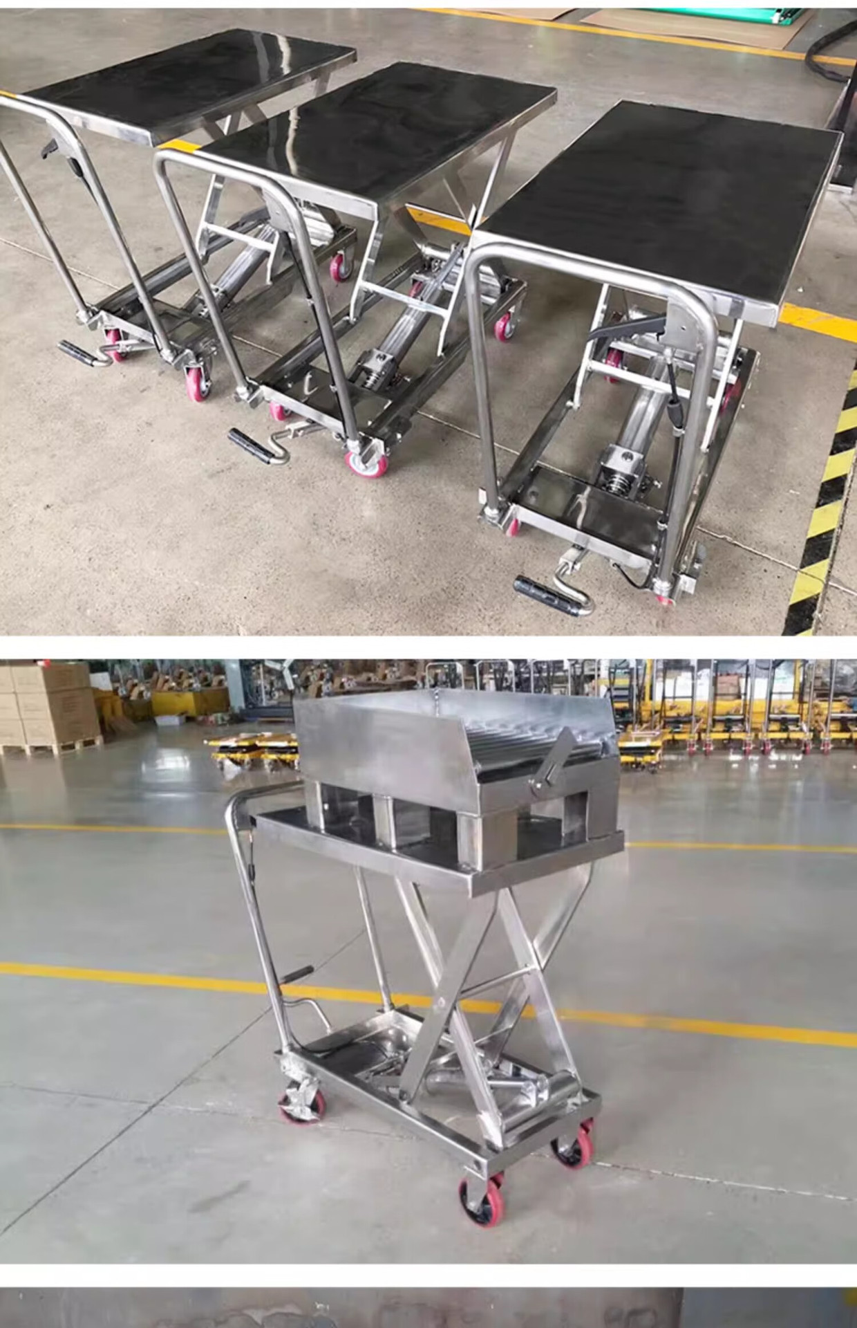 304 Stainless Steel Hydraulic Lift Platform Truck Pharmaceutical Food Lift Truck Mobile Small Trolley Lift