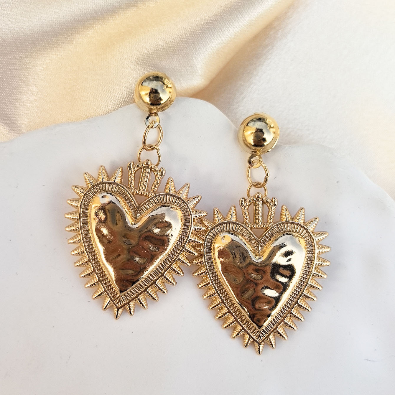 Zinc Alloy Ear Needle Material 1 Pair IG Style Heart Shape Pineapple Plating Zinc Alloy Drop Earrings