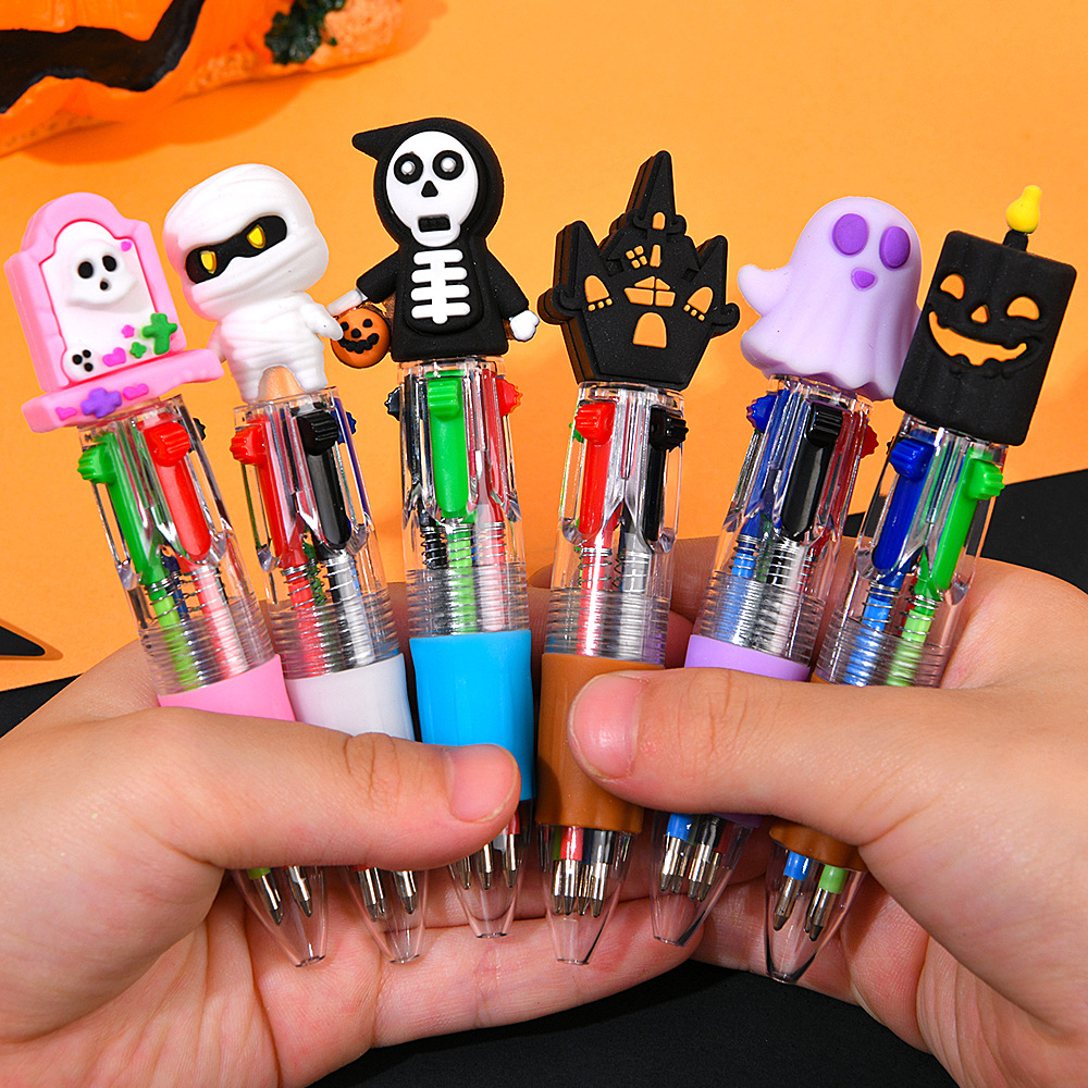 Ventas transfronterizas calientes de Halloween bolígrafo de cuatro colores mini serie de dibujos animados lindos bolígrafo de color para estudiantes papelería bolígrafo de regalo