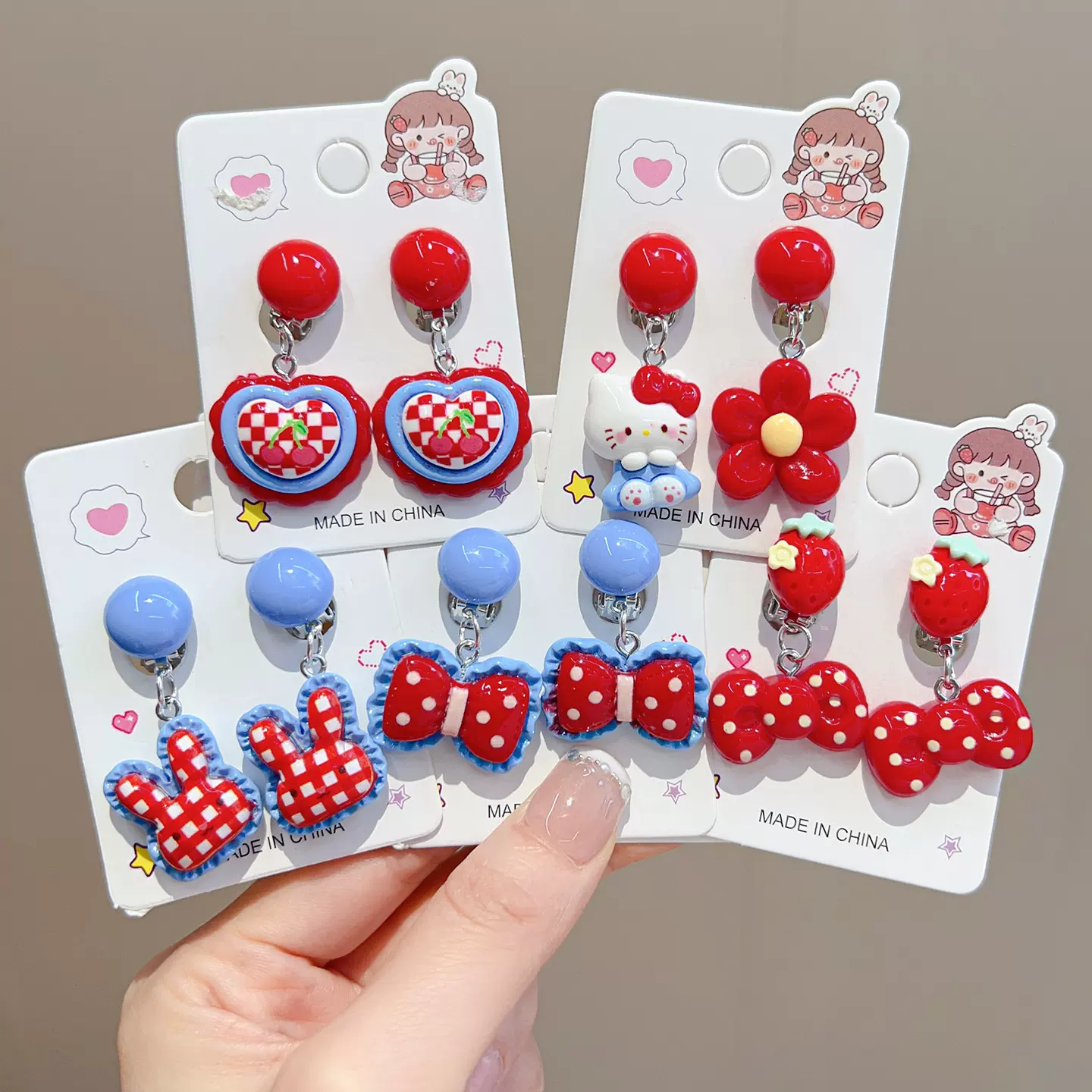 儿童耳夹无耳洞耳环女童手链项链宝宝小女孩耳坠卡通不伤耳饰品