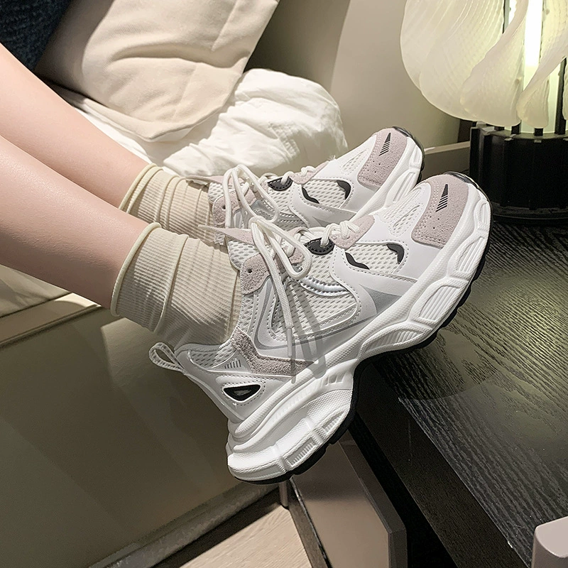 Кроссовки (Tide) сетчатые дышащие на платформе, белые, размеры 35–40